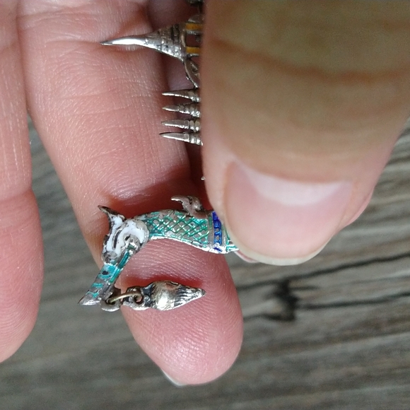 Vintage Sterling Silver Dragon Boat Pin - Picture 6 of 12